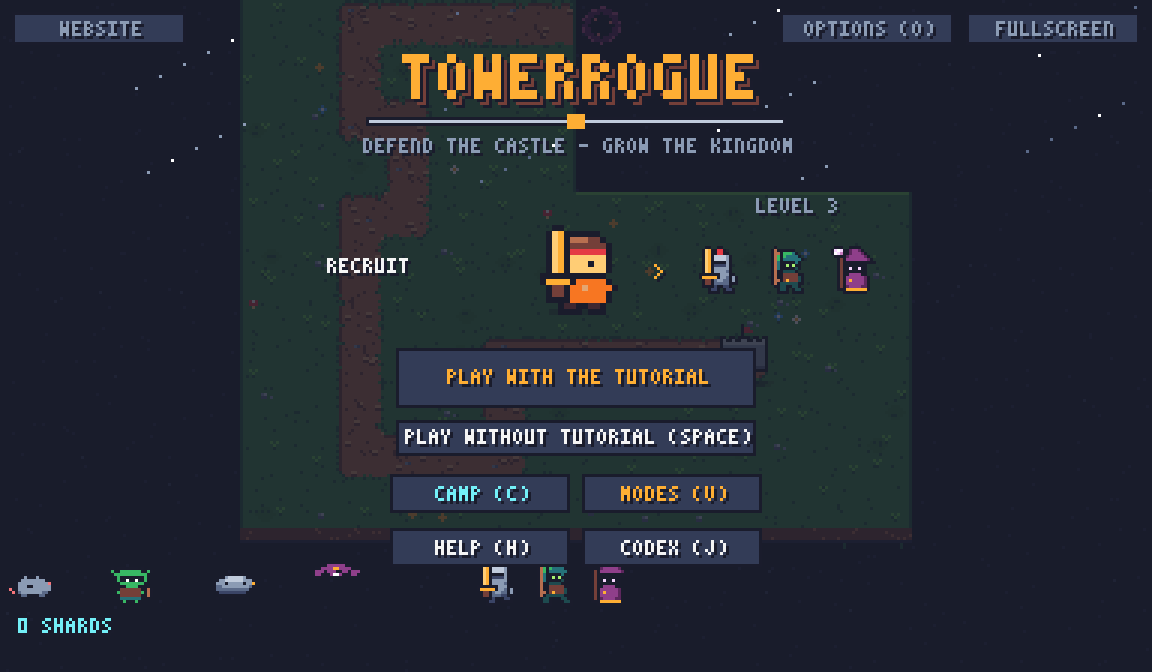 TowerRogue title screen