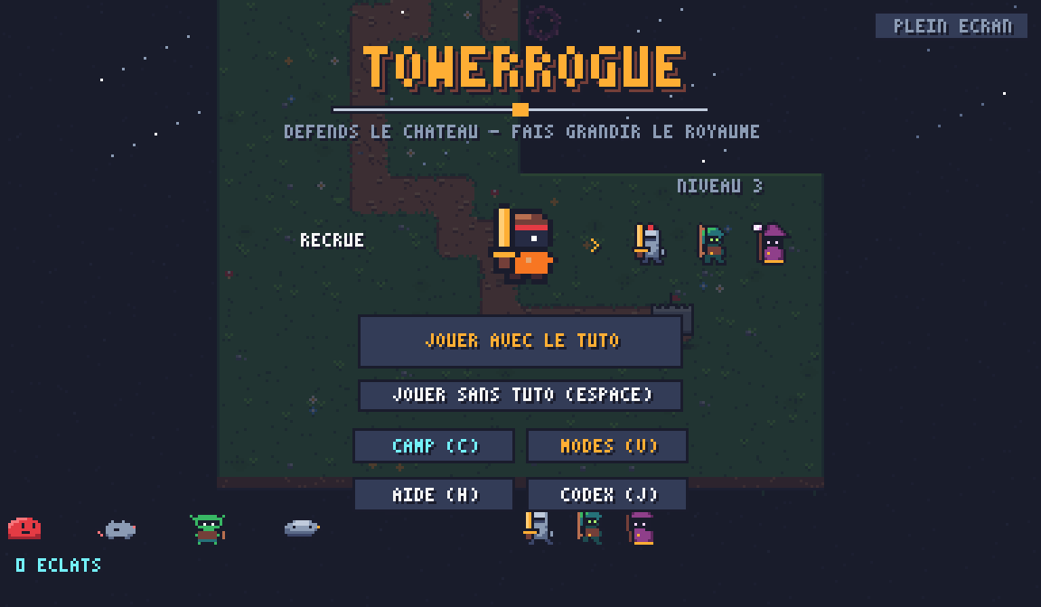 Écran titre de TowerRogue